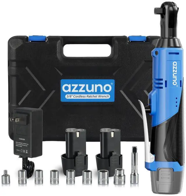 Alt view image 8 of 17 - 3/8" Electric Ratchet Wrench Set 30 Ft-lbs Cordless Ratchet Wrench 300 RPM Power Ratchet Tool Kit with 2 x 2000mAh Lithium-Ion Battery, Fast Charger, 7 Sockets and 3" Extension Bar