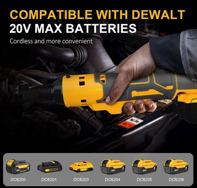 Alt view image 10 of 14 - Cordless Ratchet Wrench for Dewalt 20V Battery, 3/8" Electric Ratchet Set 45 Ft-lbs (60 N.m), Variable Speed control, 580RPM Power, 8 Sockets (9/10/11/12/13/14/15/17mm) - No Battery