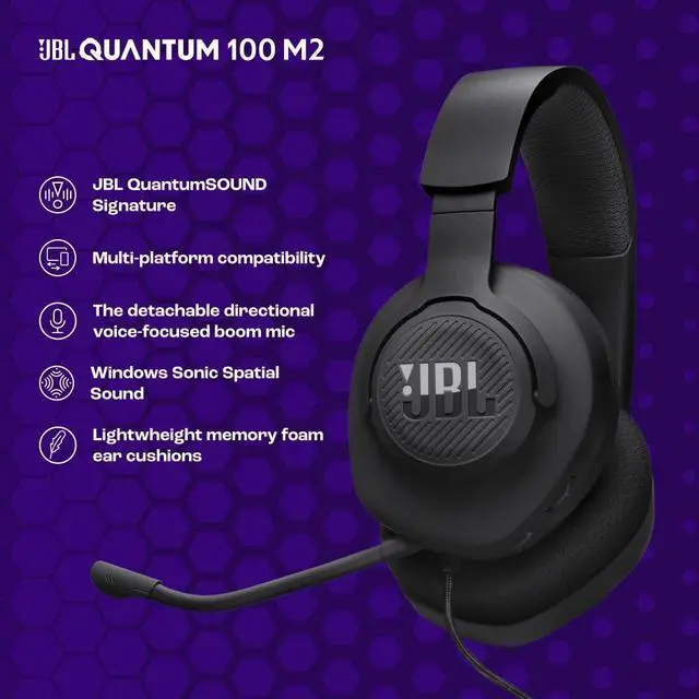 Alt view image 8 of 14 - 100M2 - Wired Over-Ear Gaming Headset with omnidirectional, Detachable mic with Mute Option and Fabric-Covered Memory Foam Ear Cushions, Compatible with All Platforms (Black)
