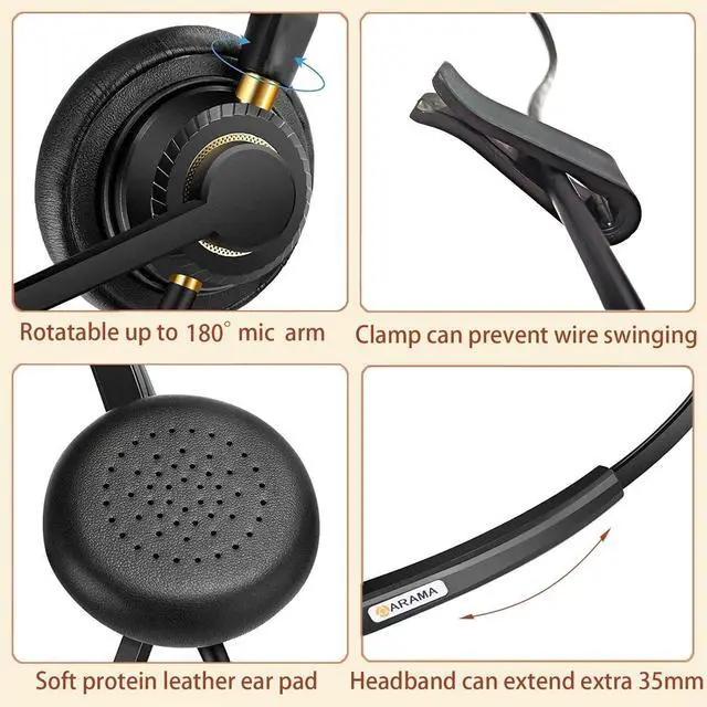 Alt view image 11 of 14 - USB Headset with Microphone for PC, Computer Headset with Microphone, Noise Cancelling Adjustable Volume Control Lightweight, for Laptop Business Skype UC Webinar Call Center Office