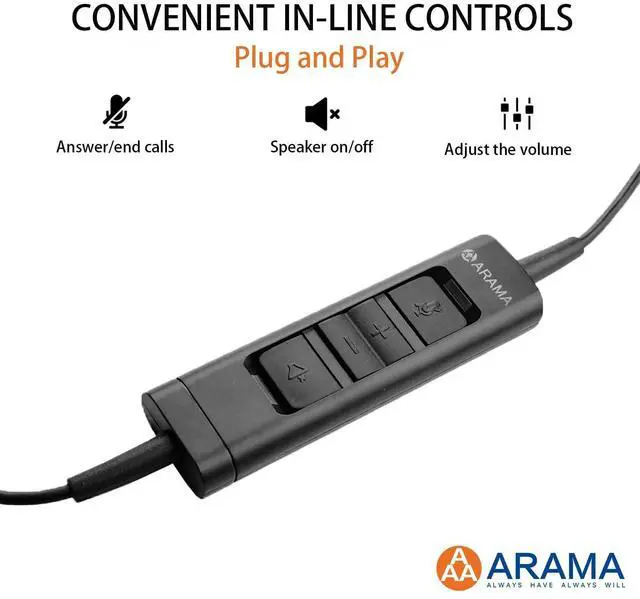 Alt view image 12 of 14 - USB Headset with Microphone for PC, Computer Headset with Microphone, Noise Cancelling Adjustable Volume Control Lightweight, for Laptop Business Skype UC Webinar Call Center Office
