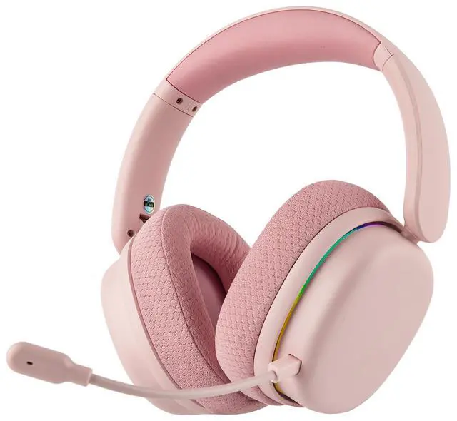 Alt view image 8 of 14 - X Aula G7 Pro Wireless Gaming Headset, Dual Mode BT5.3 & 2.4GHz, 7.1 Surround Sound, 80+ Hour Battery, RGB Light, with Noise Canceling Mic for PS5, PS4, Switch, PC (Pink)