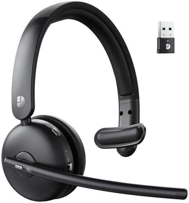 Alt view image 8 of 14 - Wireless Headset with Mic for Work, Bluetooth Headset with Mic, AI Noise Cancelling, 65H Battery & Mute Function, Single-Ear Wireless Headset & USB Dongle, Fit for PC/Laptop/Teams/Call Center