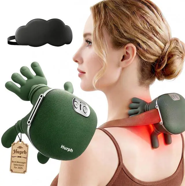 Alt view image 8 of 14 - Neck Massager with Heat, 2026 New Electric Shiatsu Neck and Back Massager, Deep Tissue with Heating and Traction Function, Rechargeable USB-C, Real Hands Massage for Back, Shoulder