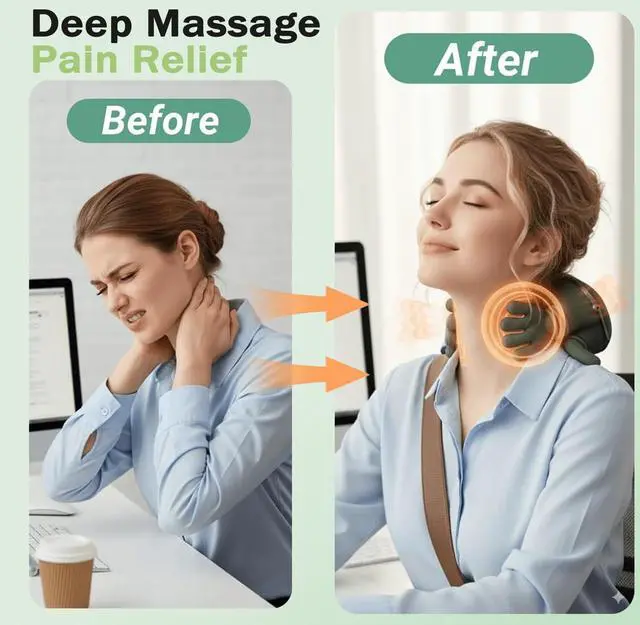 Alt view image 11 of 14 - Neck Massager with Heat, 2026 New Electric Shiatsu Neck and Back Massager, Deep Tissue with Heating and Traction Function, Rechargeable USB-C, Real Hands Massage for Back, Shoulder