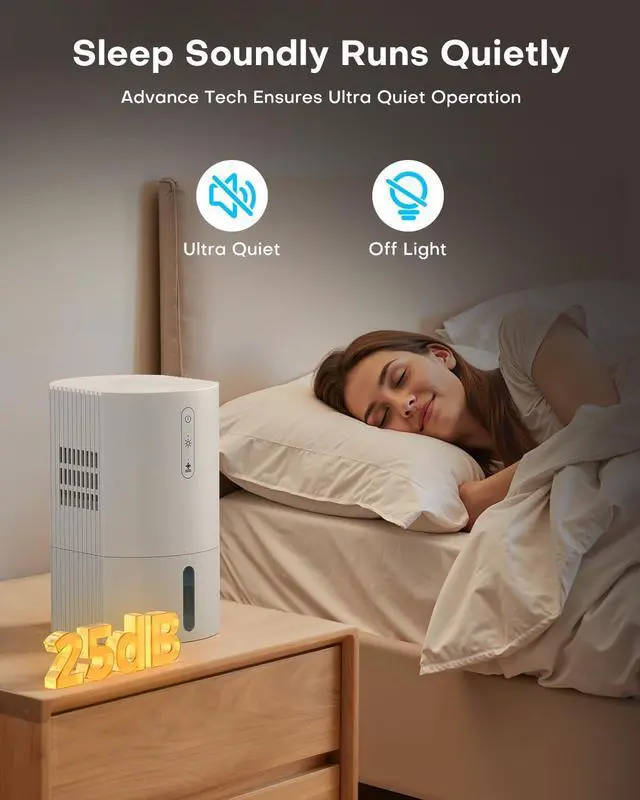 Alt view image 11 of 12 - Dehumidifiers for Home, 35oz Dehumidifier for Bathroom with Auto Shut-off Auto Defrost, Whisper Quiet Dehumidifier for Bedroom Office RV Closet Wardrobe (White)