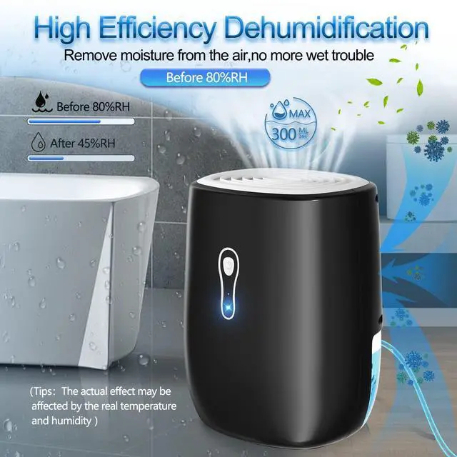 Alt view image 14 of 14 - Dehumidifiers for Home 27oz(800ml) Small Auto Shut off Dehumidifiers with Drain Hose,Portable Ultra Quiet Mini Dehumidifier Effective for Bathroom, Basement, Garage, RV, Gun Safe, Closet