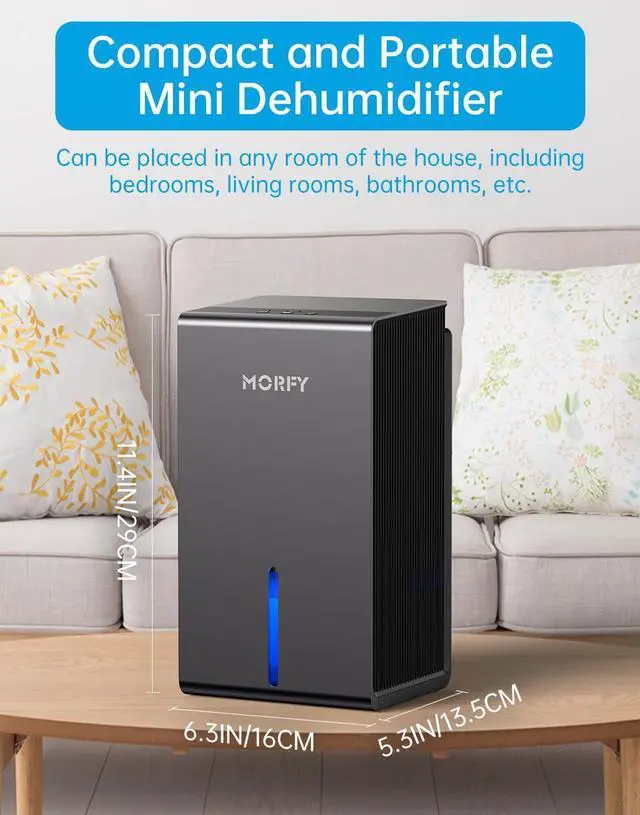 Alt view image 9 of 12 - Dehumidifier, Small Dehumidifier for Bedroom Bathroom RV with Auto Shut Off, Compact Quiet Dehumidifiers for Room Home Closet Laundry Room