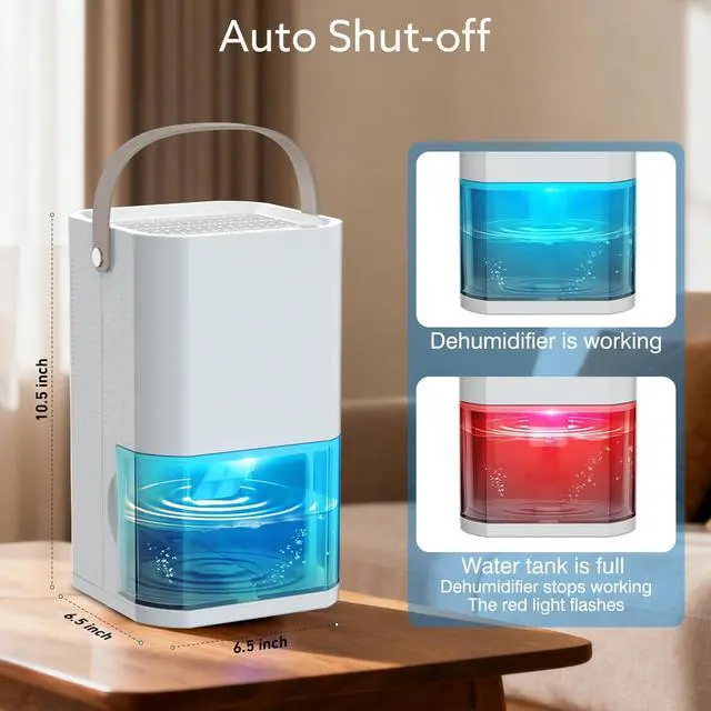 Alt view image 12 of 14 - Dehumidifier Dual Core Compact Quiet for Home. Portable, Auto Shut OFF, 57OZ Water Tank. Delay-Off Timer and Ambient Light. Perfect for Small Bedroom Bathroom Basement RV Camper Closet