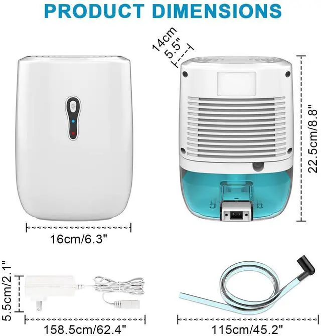 Alt view image 9 of 14 - Dehumidifier with Drain Hose. Small Portable Dehumidifier. Auto-OFF. Drain Hose for Continuous Drainage. Effective for Small Bathroom Pantry Closet Basement Wardrobe Gun safe RV Trailer Camper