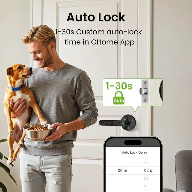 Alt view image 14 of 14 - Fingerprint Door Lock with Knob 4 in 1 Keyless Entry Door Locks with Keypad Unlocking by Fingerprint, APP, Passcode and Keys for Bedroom Home Hotel Easy Installation Door Knob