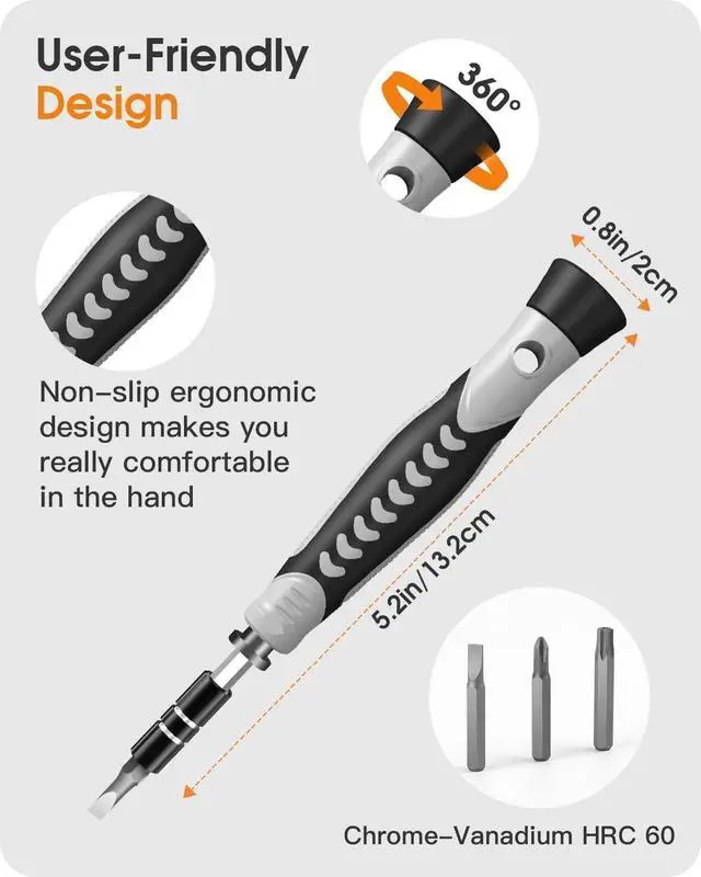 Alt view image 9 of 14 - Precision Screwdriver Set, 130 in 1 with 120 bits Repair Tool Kit, Magnetic Screwdriver Set with mini built-in box for Electronics iPhone Jewelers Game Console (130-IN-Orange)