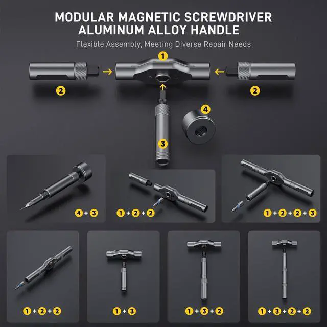 Alt view image 11 of 14 - 74 in 1 Magnetic Screwdriver Set, Ratchet Screwdriver, Multi Bit Screwdriver Set with Detachable Handle, RepairTool Kit for Furniture, Precision Electronics, Bicycle, DIY, Computer