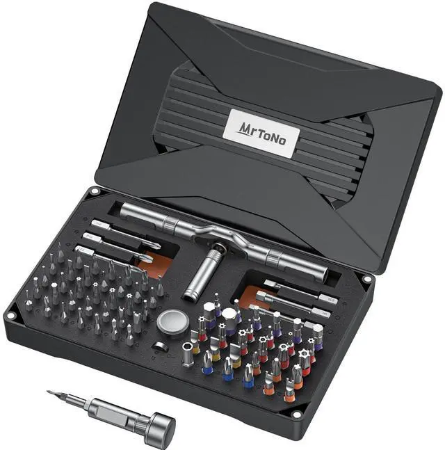 Alt view image 8 of 14 - 74 in 1 Magnetic Screwdriver Set, Ratchet Screwdriver, Multi Bit Screwdriver Set with Detachable Handle, RepairTool Kit for Furniture, Precision Electronics, Bicycle, DIY, Computer