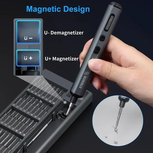 Alt view image 12 of 14 - Mini Electric Screwdriver Set, 70 in 1 Small Electric Screwdriver - 64 S2 Preicison Bits, 5 Torque Settings, 4 LED Lights, Mini Power Screwdriver Repair Tool Kit for PC Electronic (Upgraded)