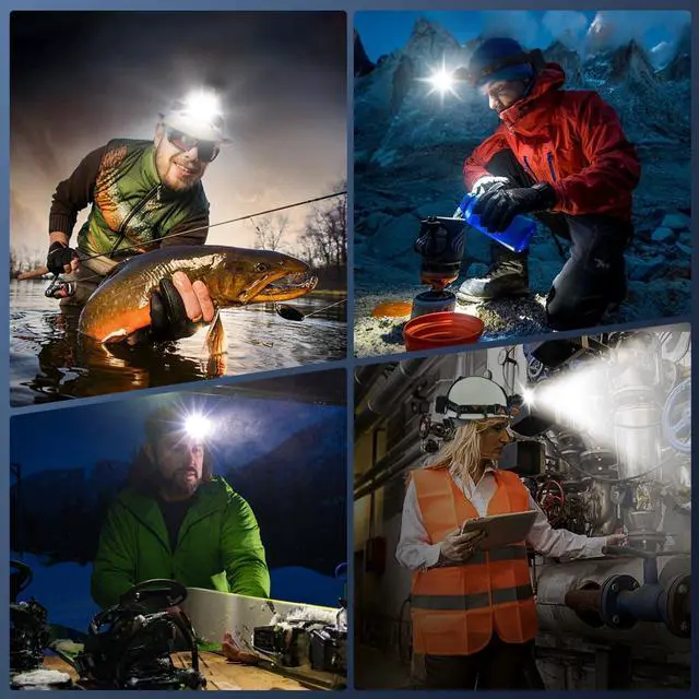 Alt view image 14 of 14 - 12 Modes 210000 Lux Headlamp Motion Sensor Red Warning Zoomable Energy Saving, More Than 30Dys Standby Head Lamp, IP65 Waterproof and 125° Angle for Camping Outdoor Hardhat