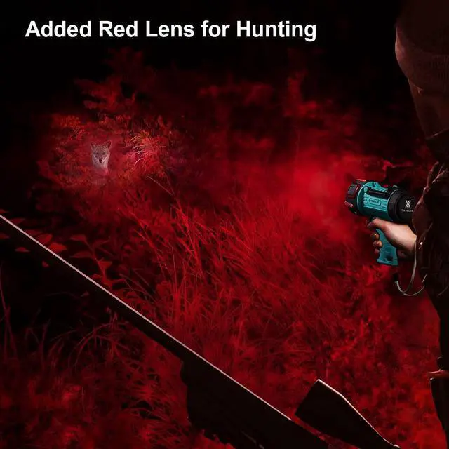 Alt view image 12 of 14 - Rechargeable Spotlight, Super Bright 1000,000 High Lumen LED IP67 Waterproof Handheld Spotlight Long Lasting Large Flashlight Searchlight with Detachable Red Light Filter