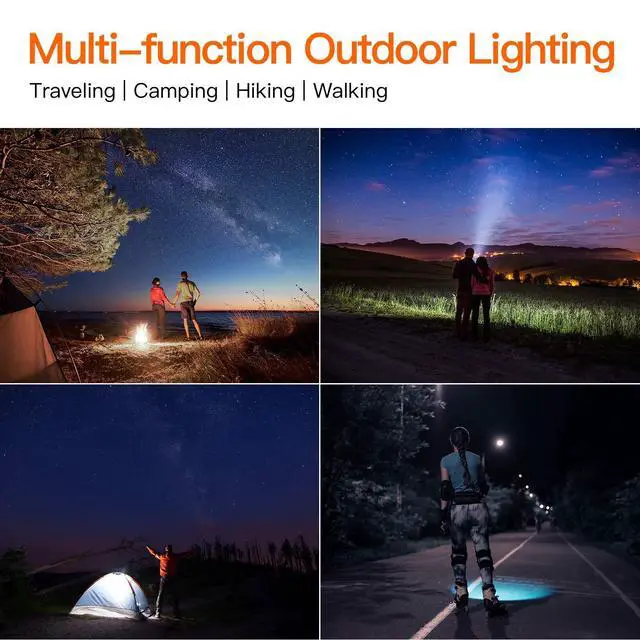 Alt view image 11 of 14 - Rechargeable Spotlight,1000000 Lumens Spot Lights Hand held High lumens Large Flashlight Handheld Spotlight Lightweight and Super Bright Flashlight (Aluminium_Alloy Golden)