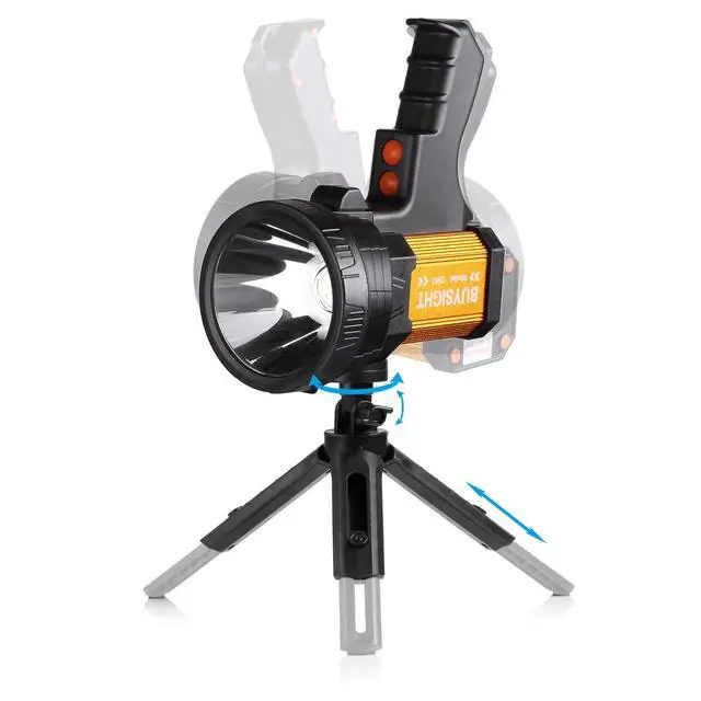 Alt view image 13 of 14 - Rechargeable Spotlight,1000000 Lumens Spot Lights Hand held High lumens Large Flashlight Handheld Spotlight Lightweight and Super Bright Flashlight (Aluminium_Alloy Golden)