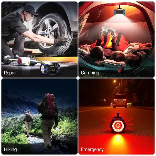 Alt view image 12 of 14 - Led Camping Lantern Rechargeable, Camping Flashlight 1500LM, 8 Light Modes, Camping Lights 4800 Capacity, Portable Bright Flash Light for Emergencies, Power Outages, Hurricane, Hiking (Blue 1PACK).