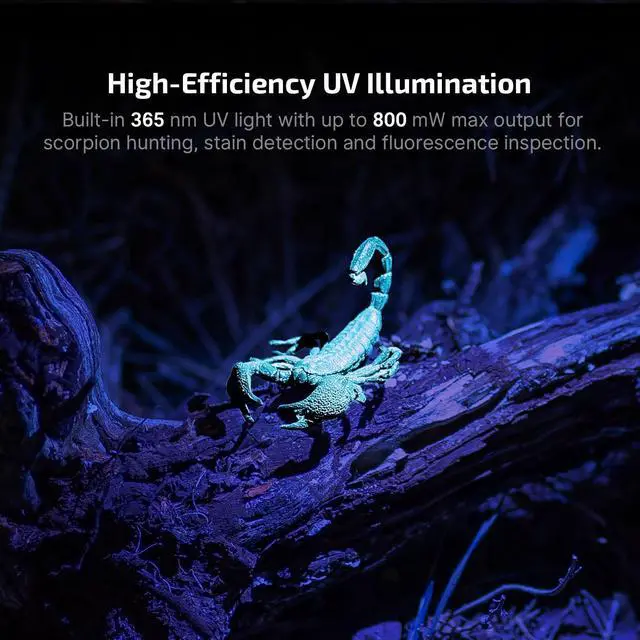 Alt view image 14 of 14 - Pro S EDC Flashlight Clip-on Light, 600 Lumens Type-C Rechargeable with White LED, UV and RGB, Magnetic Flash Lights for Working, Signaling, Inspection and Outdoor Use (Black)