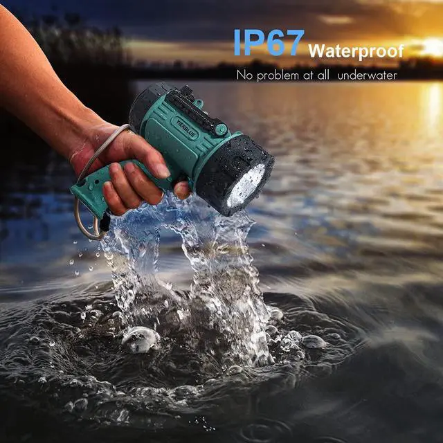 Alt view image 10 of 14 - Rechargeable Spotlight, Super Bright 1000,000 High Lumen LED IP67 Waterproof Handheld Spotlight Long Lasting Large Flashlight Searchlight with Detachable Red Light Filter
