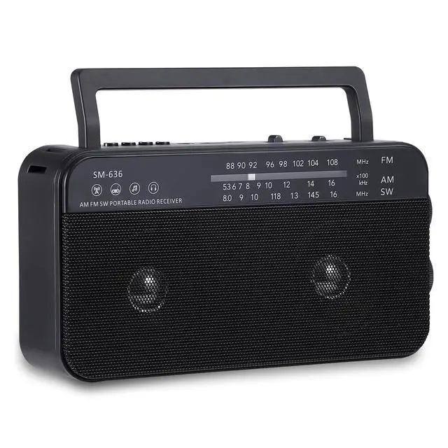 Alt view image 8 of 14 - Portable AM FM Shortwave Radio with Bluetooth Speaker Plug in Wall, 3X D Cell Batteries Or AC Power Transistor Radio with 2 Tone Mode, Double Loud Speakers, Support AUX/USB/TF Card Play