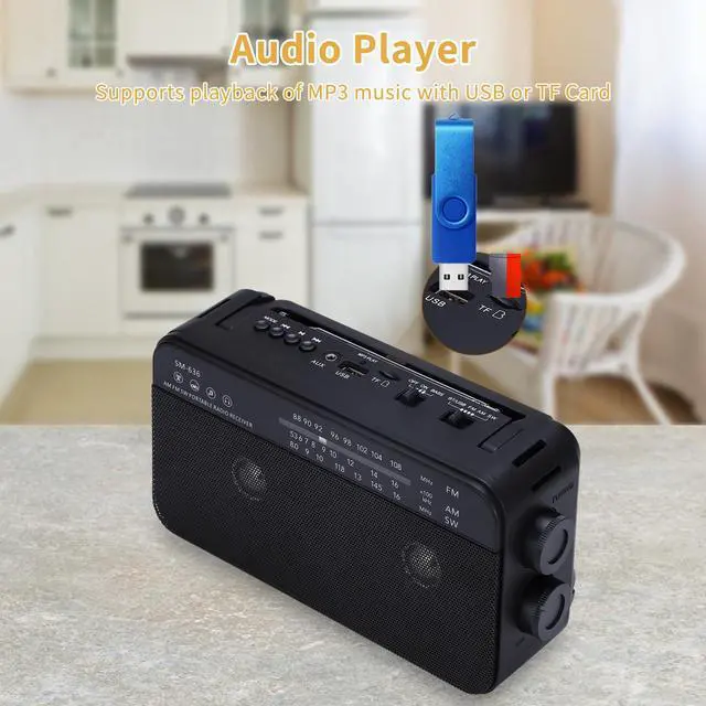 Alt view image 14 of 14 - Portable AM FM Shortwave Radio with Bluetooth Speaker Plug in Wall, 3X D Cell Batteries Or AC Power Transistor Radio with 2 Tone Mode, Double Loud Speakers, Support AUX/USB/TF Card Play