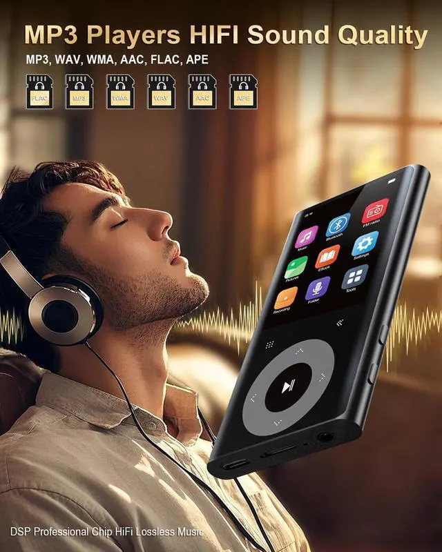 Alt view image 9 of 14 - 64GB MP3 Player with Bluetooth 2.4" Screen Hi-Fi Lossless Sound Bluetooth MP3 Player Built-in Speaker & FM Radio,Voice Recorder, MP3 Music Player Support 128GB SD Card for Running,Travel (Black)