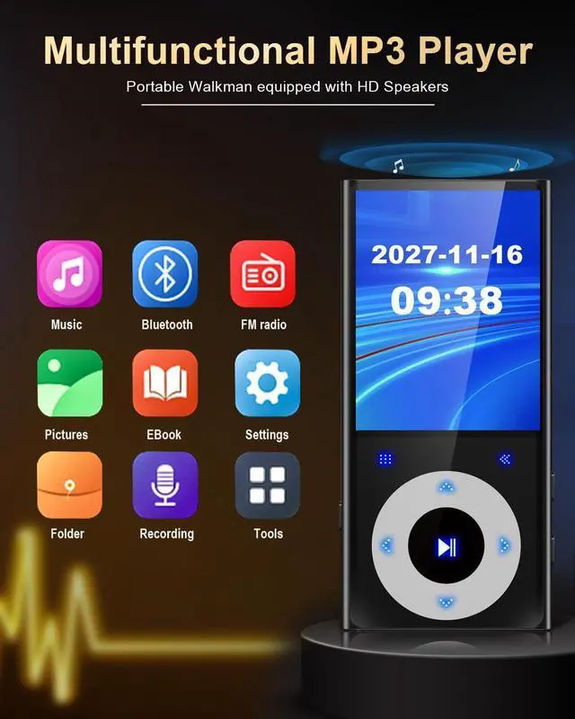 Alt view image 10 of 14 - 64GB MP3 Player with Bluetooth 2.4" Screen Hi-Fi Lossless Sound Bluetooth MP3 Player Built-in Speaker & FM Radio,Voice Recorder, MP3 Music Player Support 128GB SD Card for Running,Travel (Black)