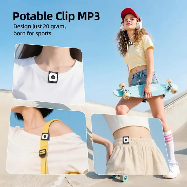 Alt view image 11 of 14 - 64GB Clip MP3 Player with Bluetooth, A53PL Portable Music Player with FM Radio, Shuffle, No Phone Needed, for Sports(Black)