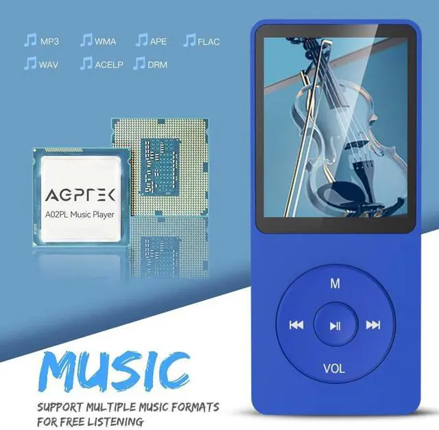 Alt view image 10 of 14 - A02PL 64GB MP3 Player, 70 Hours Playback Lossless Sound Music Player, Supports up to 128GB(Deep Blue)