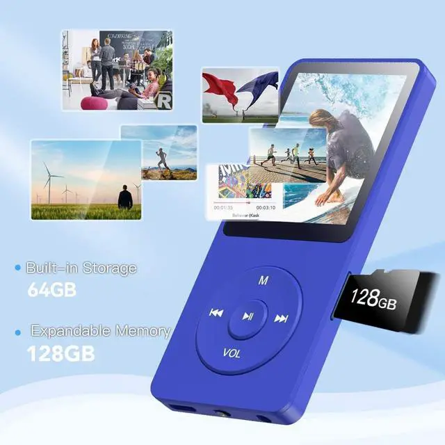 Alt view image 13 of 14 - A02PL 64GB MP3 Player, 70 Hours Playback Lossless Sound Music Player, Supports up to 128GB(Deep Blue)