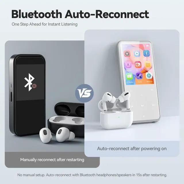 Alt view image 14 of 14 - 64GB MP3 Player with Bluetooth, M3 2.4 inch Music Player with Speaker and FM Radio, Touch Buttons, Supports Up to 128GB(Silver)