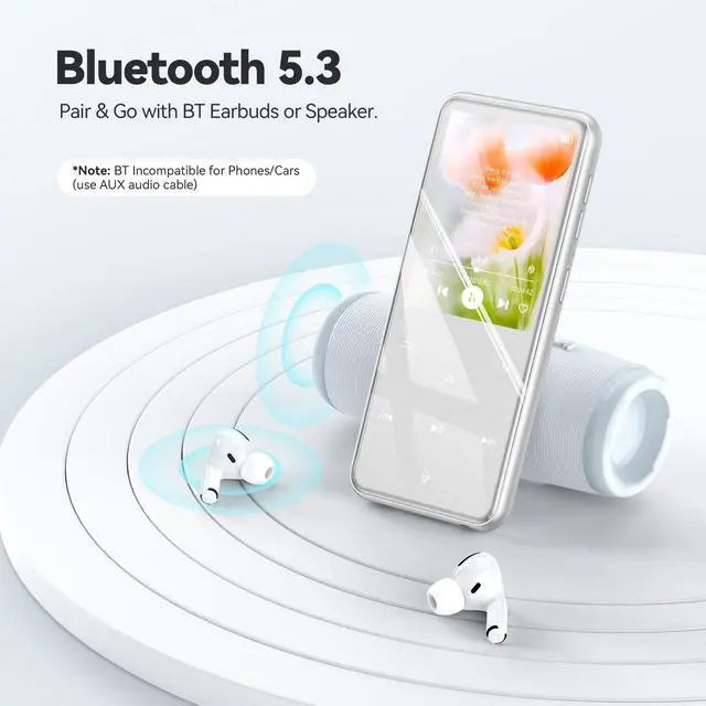 Alt view image 10 of 14 - 64GB MP3 Player with Bluetooth, M3 2.4 inch Music Player with Speaker and FM Radio, Touch Buttons, Supports Up to 128GB(Silver)