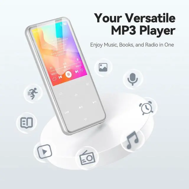 Alt view image 9 of 14 - 64GB MP3 Player with Bluetooth, M3 2.4 inch Music Player with Speaker and FM Radio, Touch Buttons, Supports Up to 128GB(Silver)