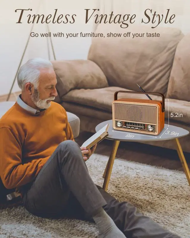 Alt view image 11 of 12 - J-120 Radio Portable AM FM, Gift for Dad and Mom,Plug in Wall or Rechargeable Battery Powered Transistor Radio for Home Outdoor Emergency Use,Retro Vintage Bluetooth Speaker