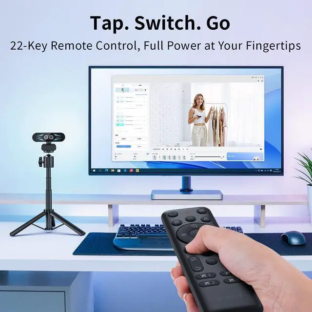 Alt view image 12 of 14 - C60E Dual-Camera 4K Webcam for Streaming, Wide-Angle and Telephoto Cameras, Max 11X Hybrid Zoom & PDAF Autofocus, Remote Control, RGB Lighting, 2 Mics, Ideal for Livestreaming and Online Meeting