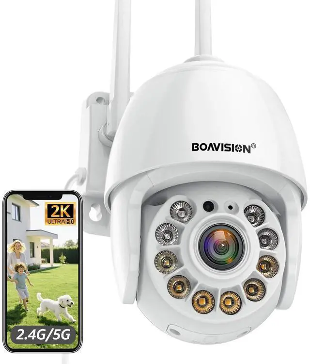 Alt view image 8 of 14 - 2K Security Camera Outdoor, Wireless WiFi IP Camera Home Security System 360° View,Motion Detection, auto Tracking,Two Way Talk, pan Tile Full Color Night Vision 5G/2.4G WiFi