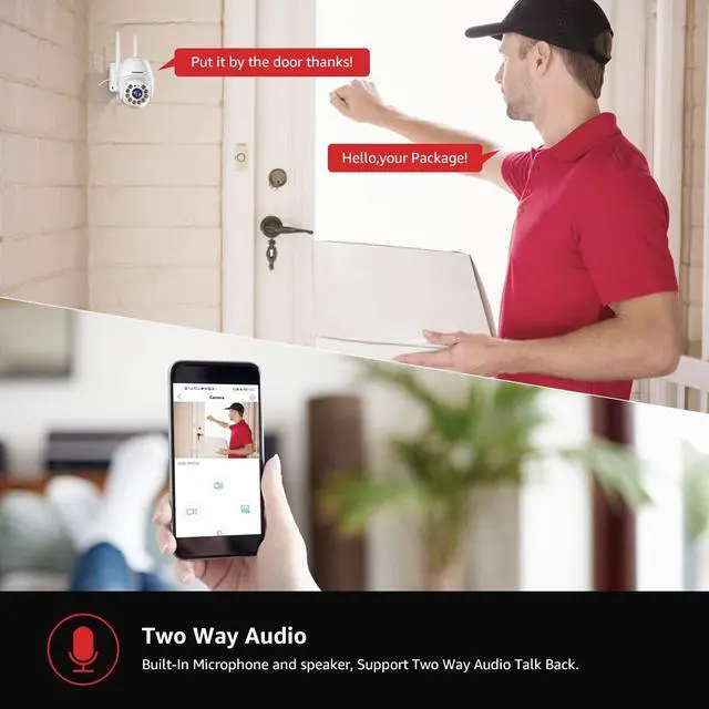 Alt view image 13 of 14 - 2K Security Camera Outdoor, Wireless WiFi IP Camera Home Security System 360° View,Motion Detection, auto Tracking,Two Way Talk, pan Tile Full Color Night Vision 5G/2.4G WiFi