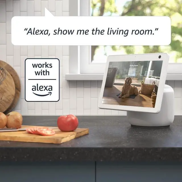 Alt view image 8 of 8 - Mini Pan-Tilt Camera (newest model), Rotating indoor plug-in smart security camera, two-way audio, HD video, motion detection, Works with Alexa (White)