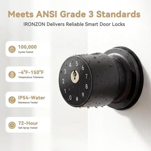 Alt view image 10 of 14 - Fingerprint Door Knob for Bedroom - 291Y 4-in-1 Keyless Bedroom Door Knob Smart Lock with App, One-tap Privacy Mode Setup, Auto-Lock Easy to Install - Matte Black