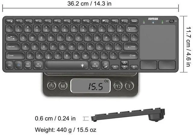 Alt view image 12 of 14 - Universal Backlit 7-Colors Bluetooth Touch TV Keyboard with Easy Media Control and Build-in Touchpad for TV-Connected Computer, Smart TV, Desktop, Laptop, iPad, Surface, Tablet, HTPC