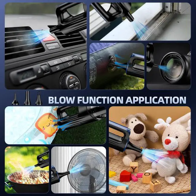 Alt view image 12 of 14 - Car Vacuum Portable Cordless, 18000Pa 2 in 1 Vacuum Cleaner&Air Duster, 130W Brushless Motor Handheld Vacuum Cordless with 7800mAh Battery, LED Light, Multi-Nozzles for Car, Home, Office, Pet