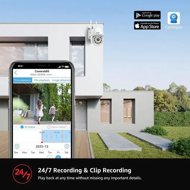 Alt view image 14 of 14 - 2K Security Camera Outdoor, Wireless WiFi IP Camera Home Security System 360° View,Motion Detection, auto Tracking,Two Way Talk, pan Tile Full Color Night Vision 5G/2.4G WiFi