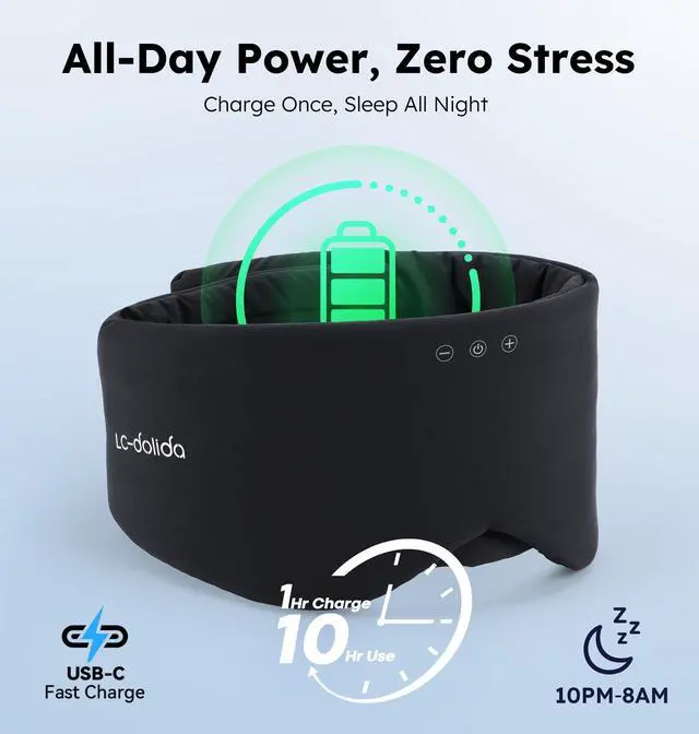 Alt view image 11 of 12 - Luxury Bluetooth 5.4 Sleep Mask for Adults - Ice Fiber Cooling & HD Sound, 100% Light Blocking Adjustable Eye Cover for Travel & Side Sleepers - Soft Sleep Headphones with 10H Playtime