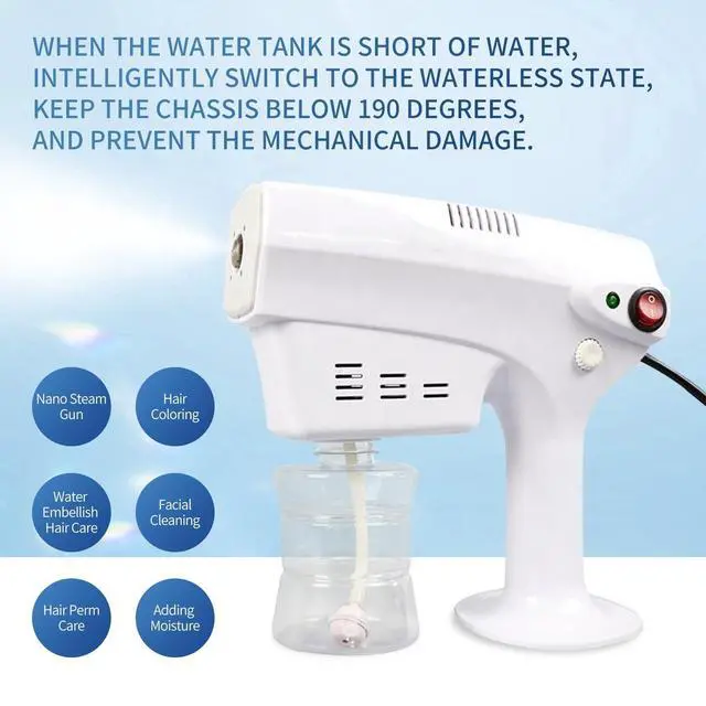 Alt view image 11 of 12 - Portable Nano Steam Gun Hair Care Sprayer Micro Mist Machine Spray Gun Facial Steamer