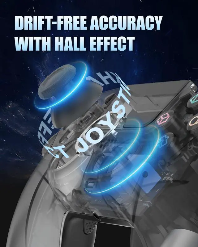 Alt view image 10 of 14 - LED Wireless Controller for PS5 with Hall Effect Joystick and Trigger,4 Macron Boutton Extended Grip Controller Compatible with PS5 Pro/Slim, Dual Vibration, Remap/Turbo Function