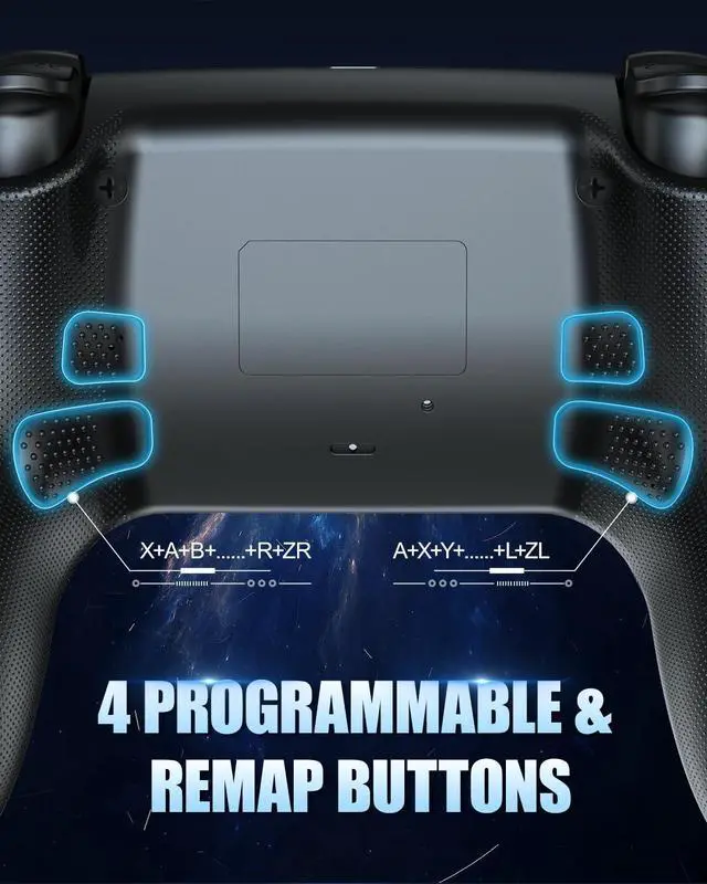 Alt view image 12 of 14 - LED Wireless Controller for PS5 with Hall Effect Joystick and Trigger,4 Macron Boutton Extended Grip Controller Compatible with PS5 Pro/Slim, Dual Vibration, Remap/Turbo Function
