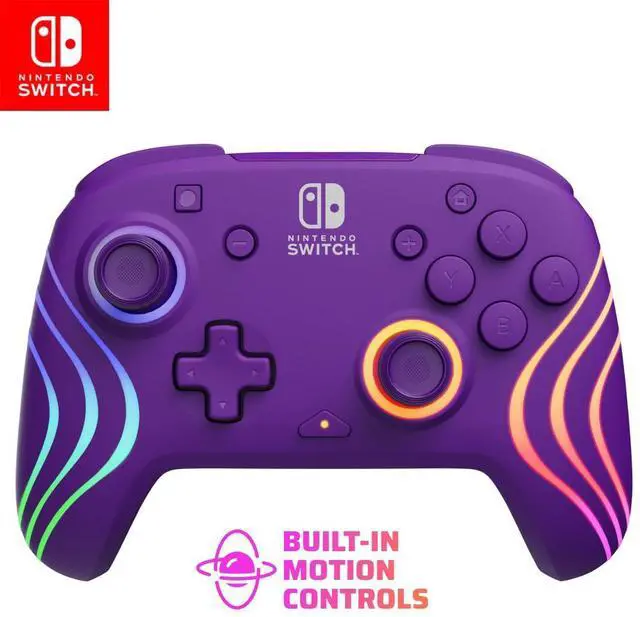 Alt view image 8 of 14 - Gaming Afterglow Wave Wireless Nintendo Switch Pro Controller - Officially Licensed, Nintendo Switch 2, Switch Lite/OLED, RGB LED Customization, App Controls, Rechargeable Battery Power - Purple